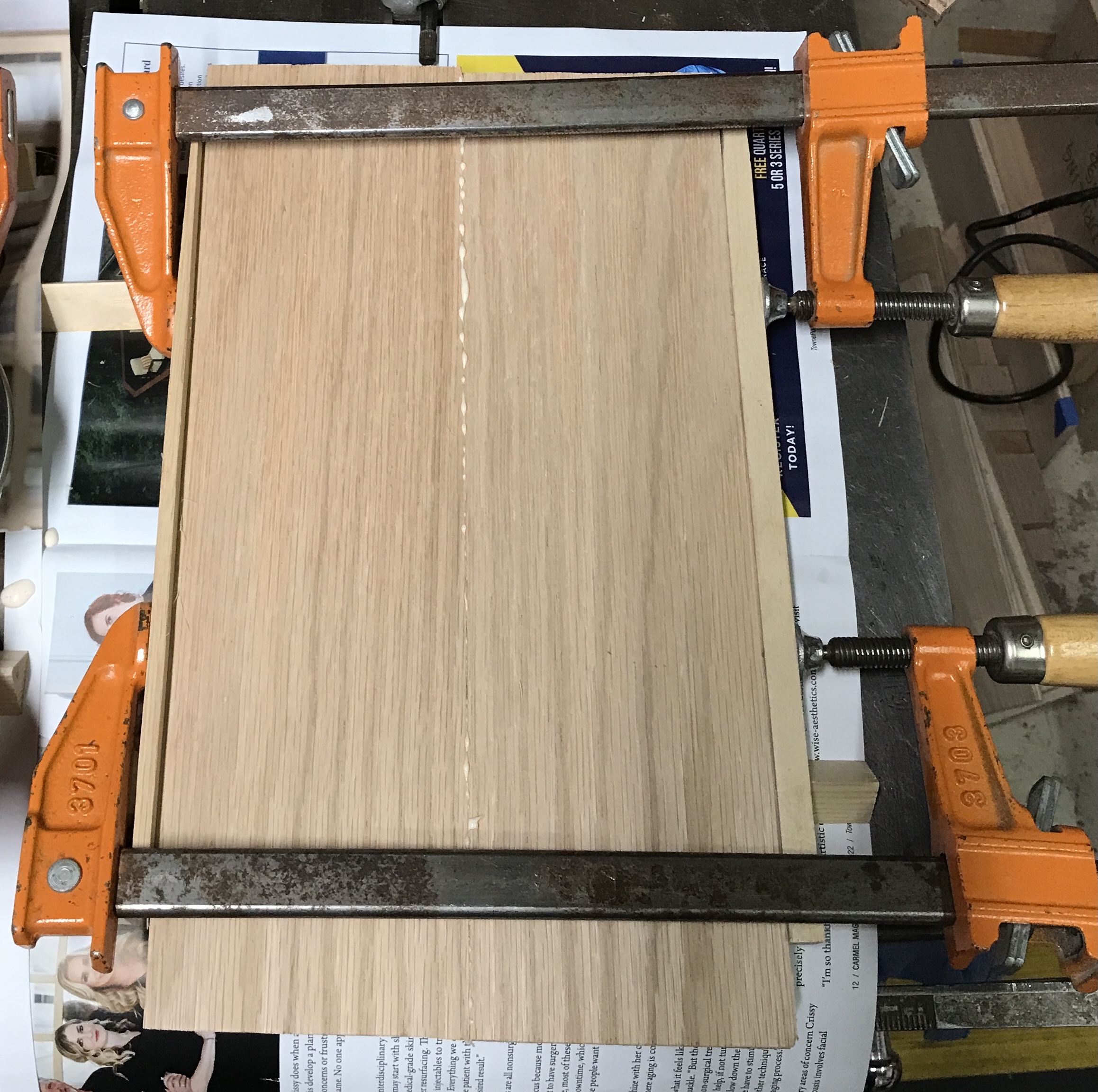 Edge gluing two boards to make a wider board